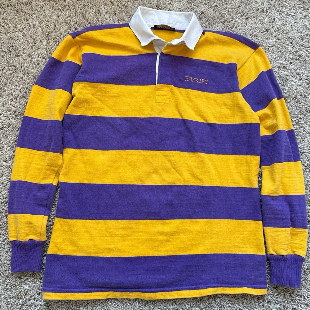 Y2k vintage 2000s Hardin Knitwear New York rugby Striped shirt UW Huskies L